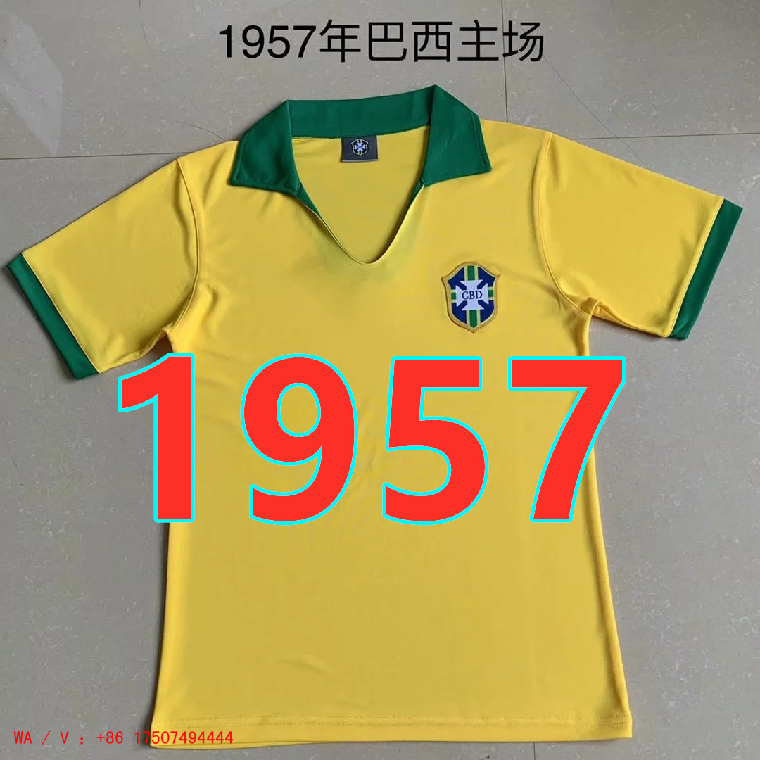 Maillot domicile Brésil 1957 rétro qualité TopThai