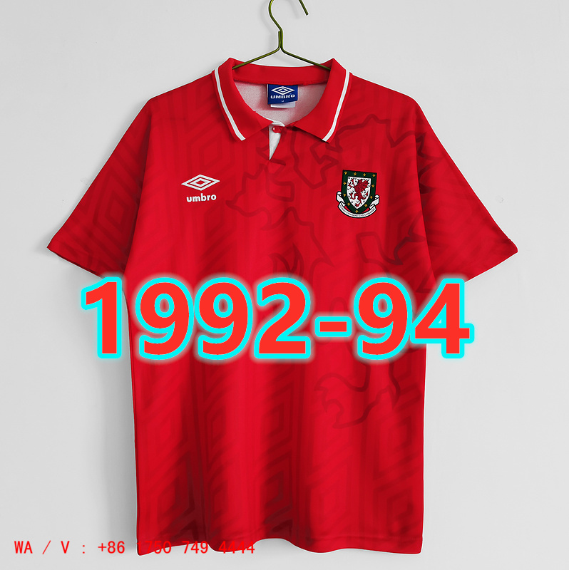 Maillot domicile Pays de Galles 1992-94 qualité TopThai rétro